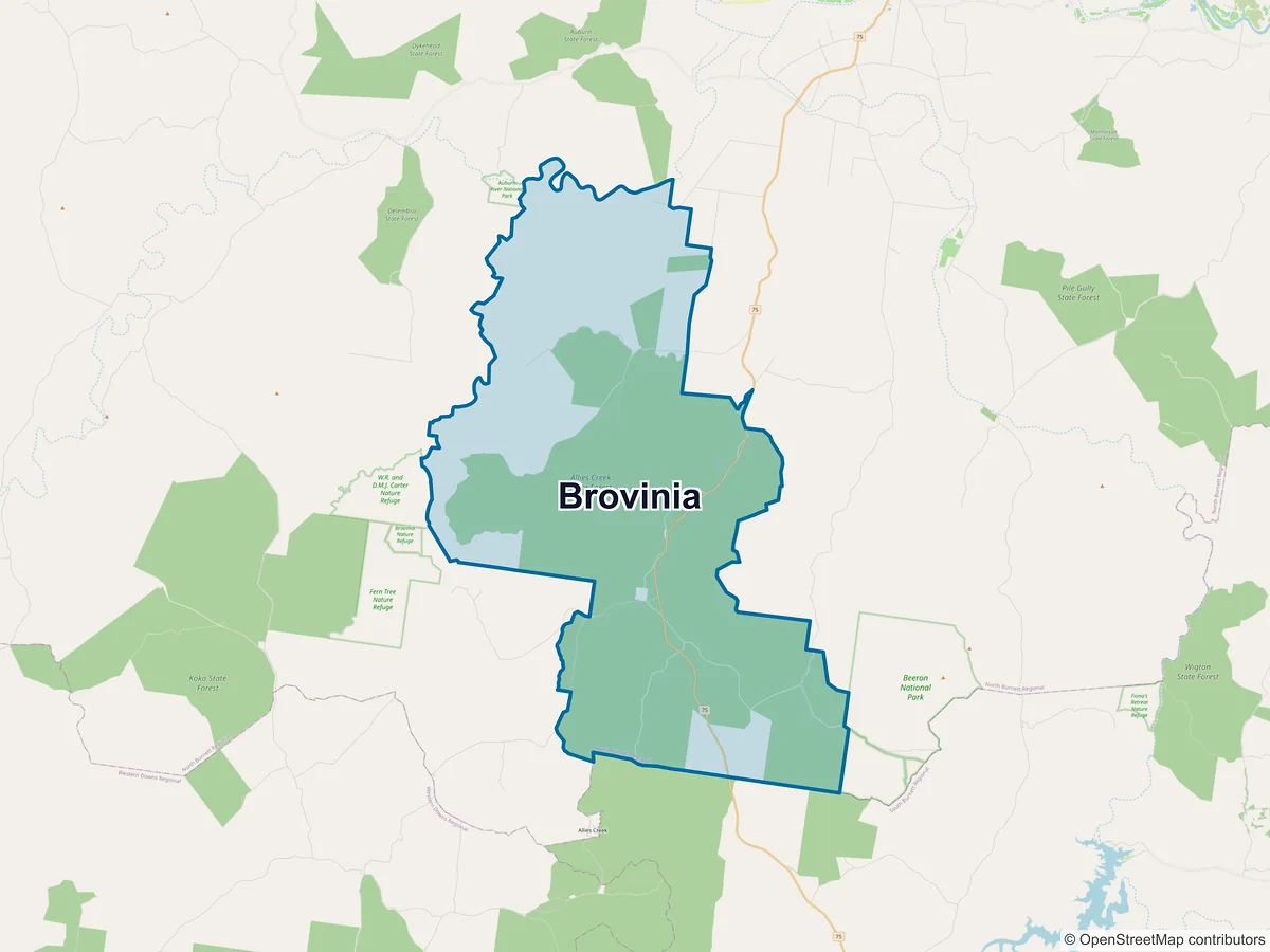 Map of Brovinia, QLD, Australia