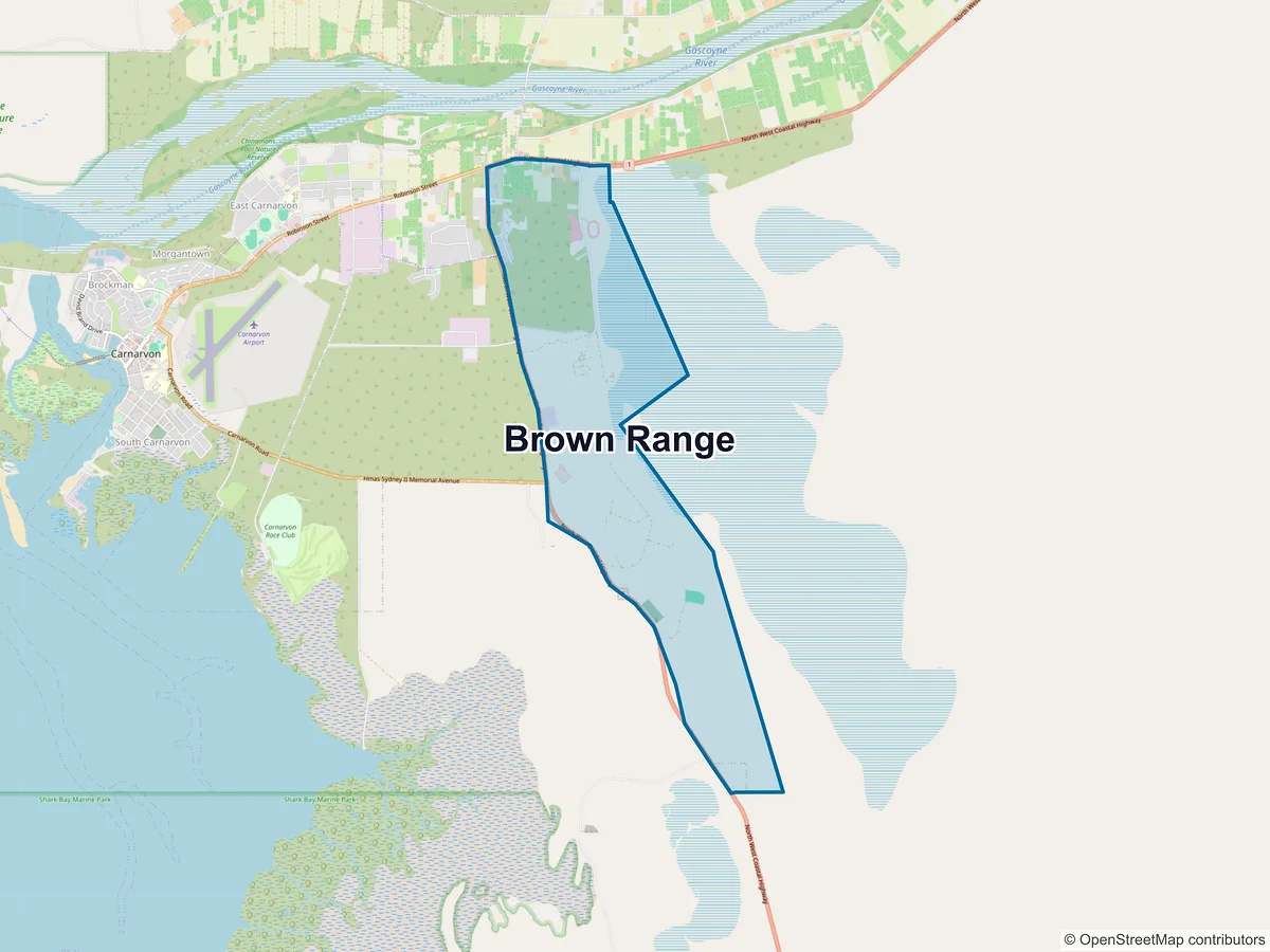 Map of Brown Range, WA, Australia