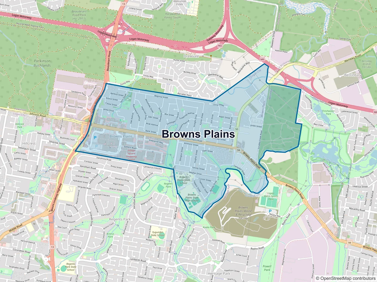 Map of Browns Plains, QLD, Australia