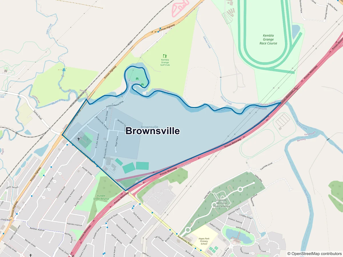 Map of Brownsville, NSW, Australia
