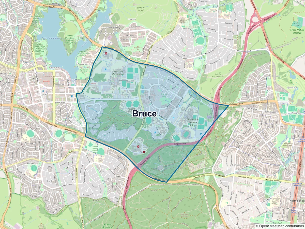 Map of Bruce, ACT, Australia