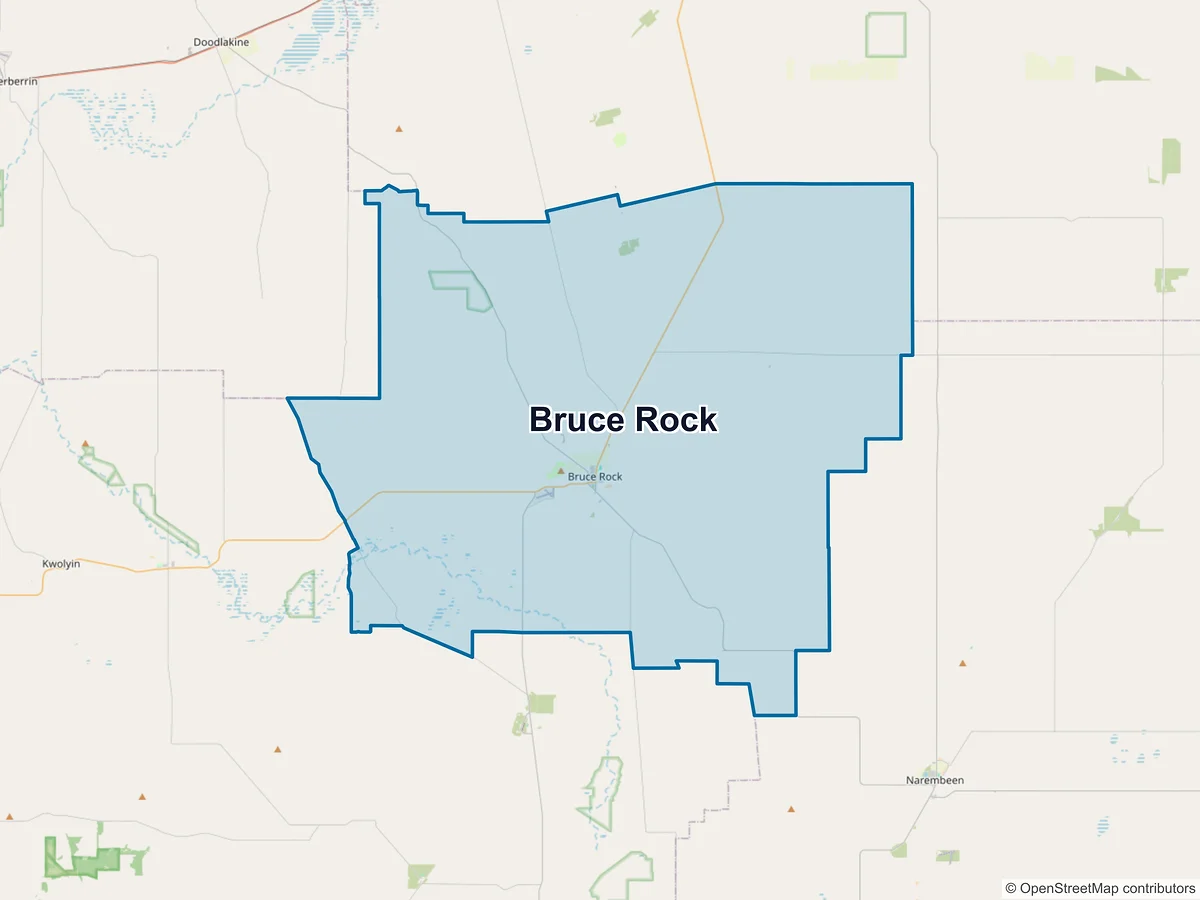 Map of Bruce Rock, WA, Australia