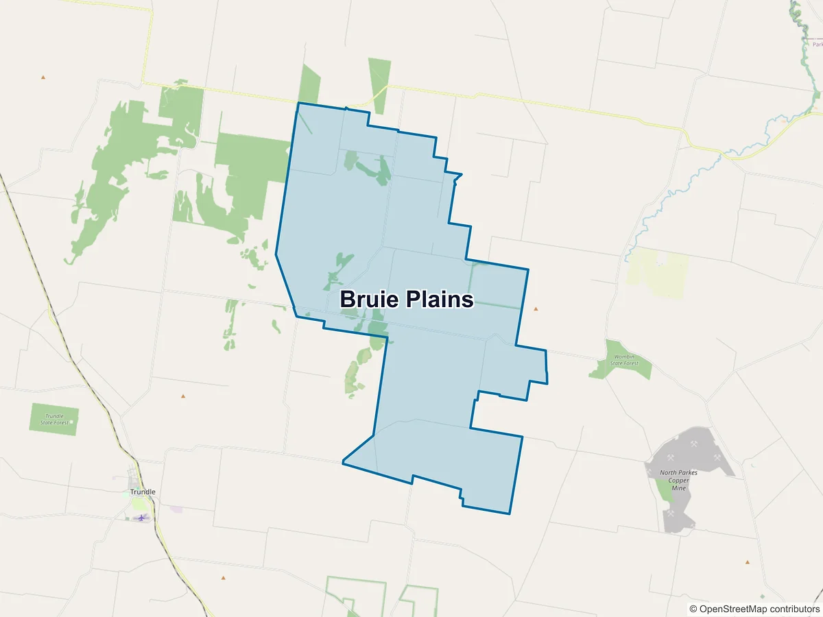 Map of Bruie Plains, NSW, Australia
