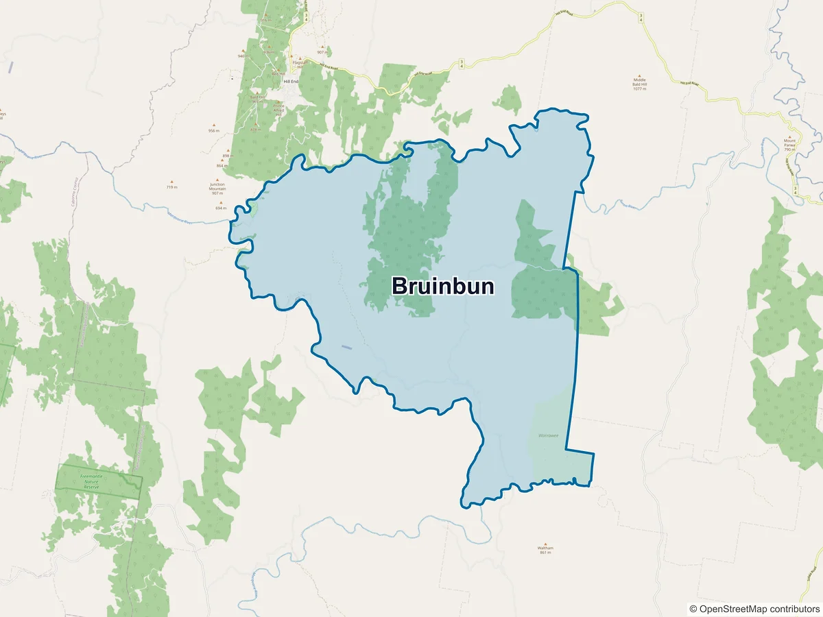 Map of Bruinbun, NSW, Australia