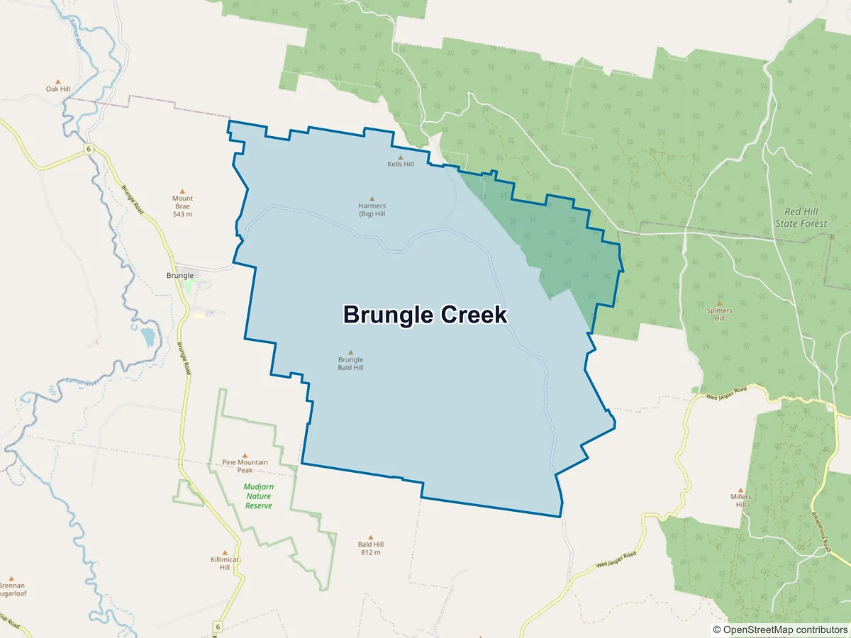 Map of Brungle Creek, NSW, Australia