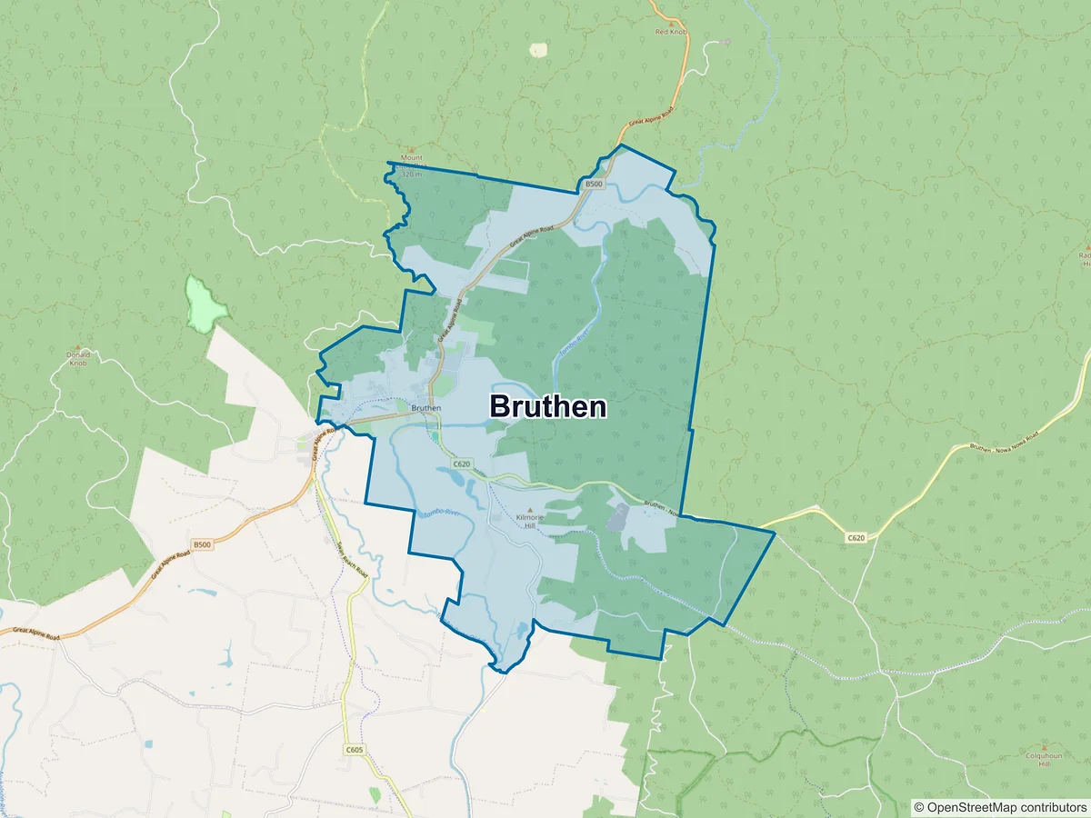 Map of Bruthen, VIC, Australia