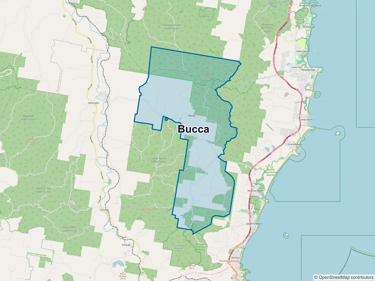 Map of Bucca, NSW, Australia