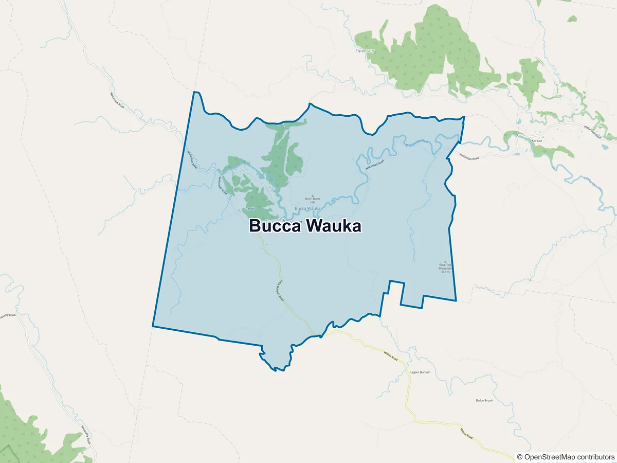 Map of Bucca Wauka, NSW, Australia