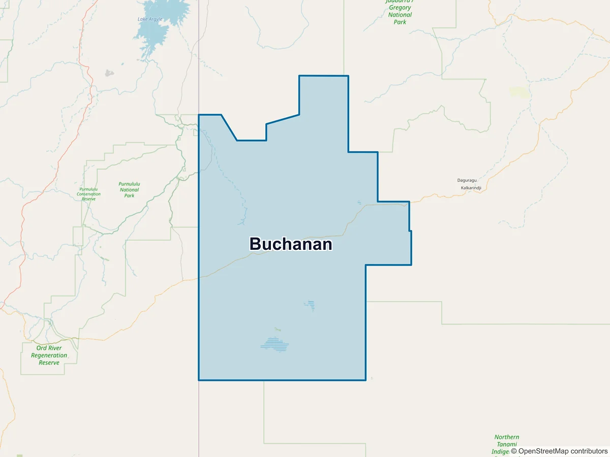 Map of Buchanan, NT, Australia