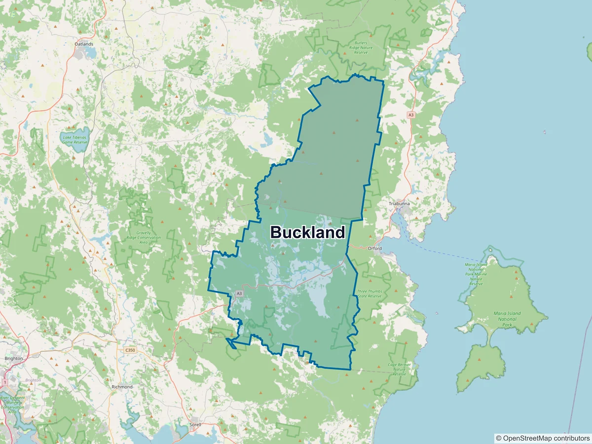Map of Buckland, TAS, Australia