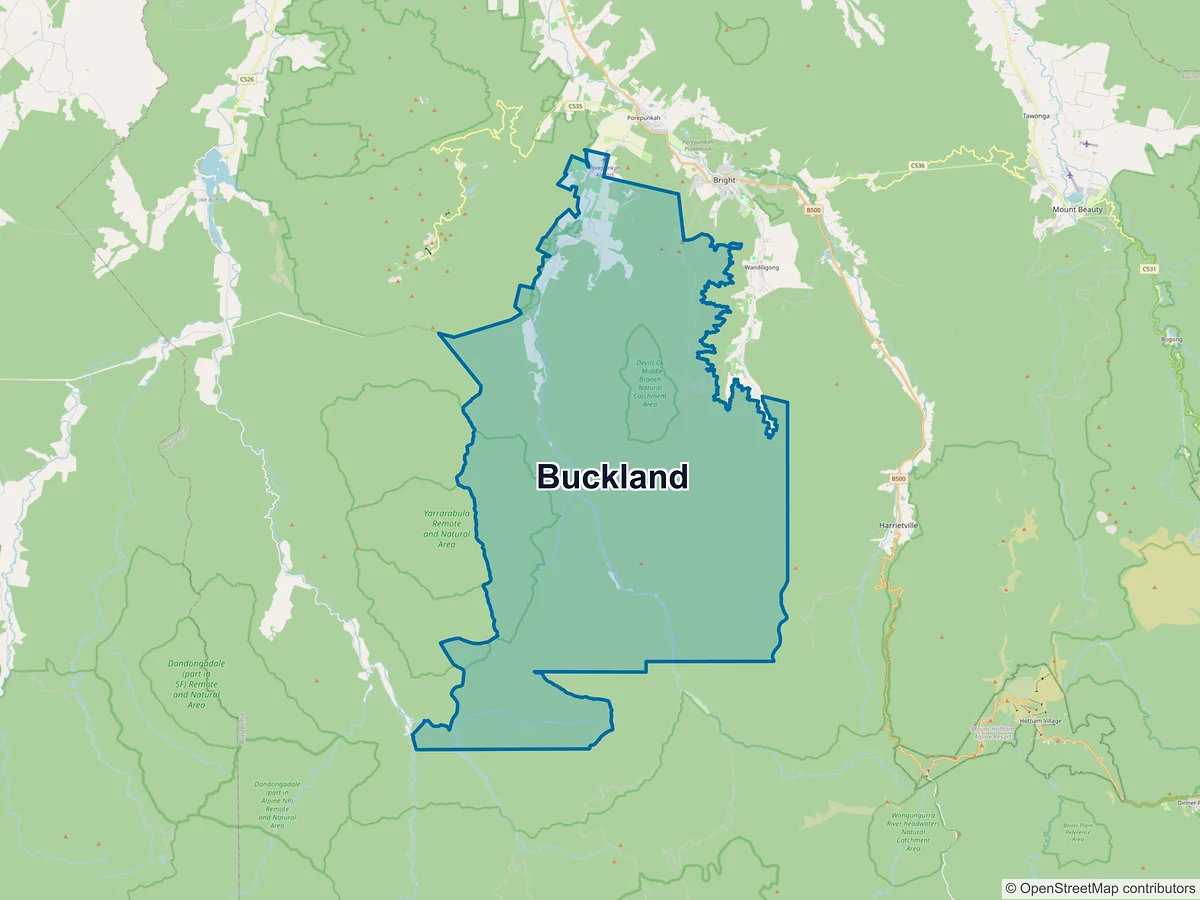 Map of Buckland, VIC, Australia