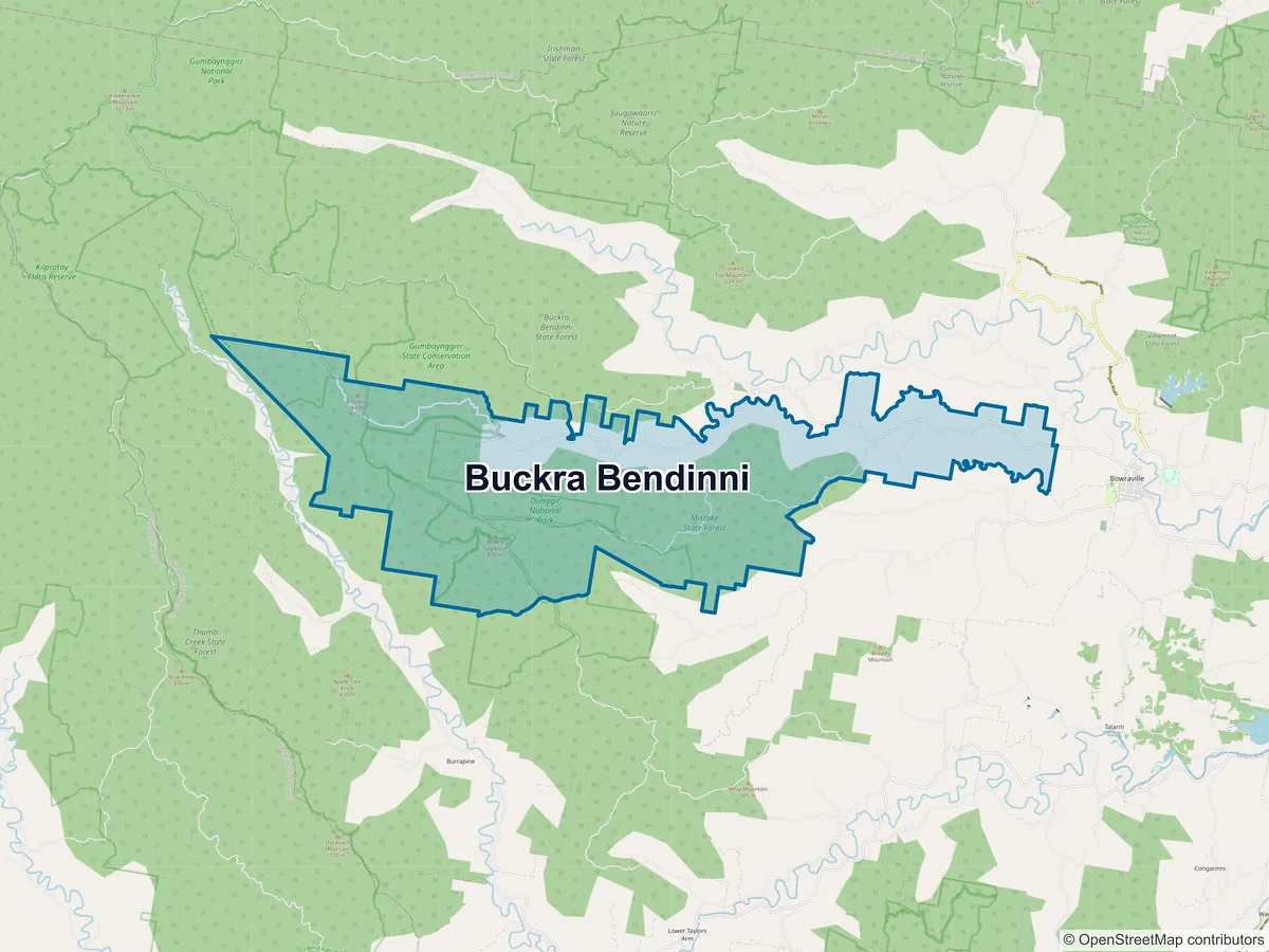 Map of Buckra Bendinni, NSW, Australia