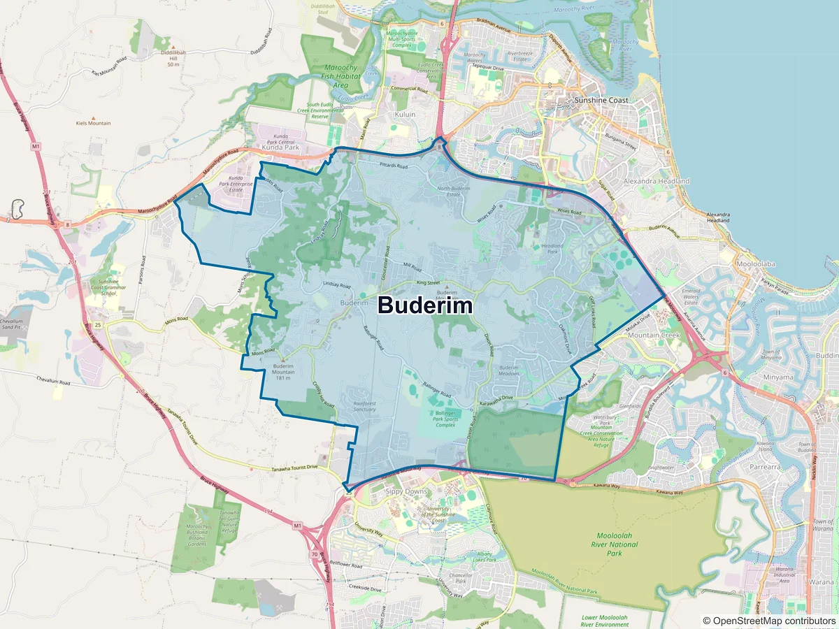 Map of Buderim, QLD, Australia