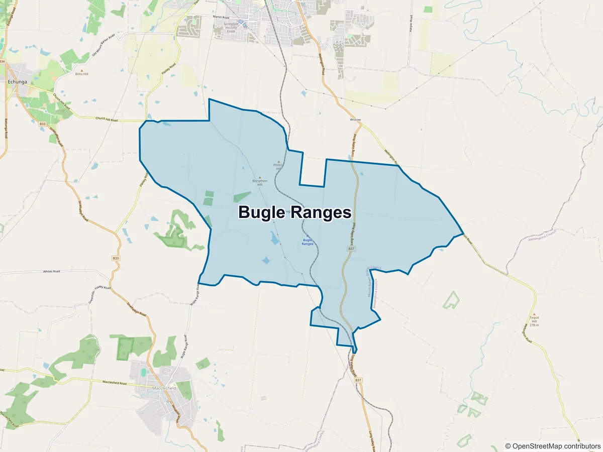 Map of Bugle Ranges, SA, Australia