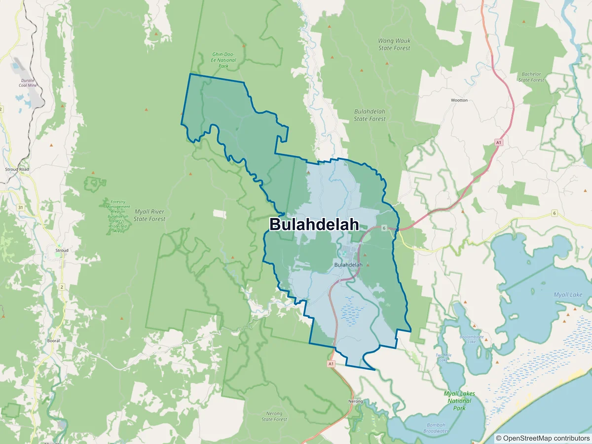 Map of Bulahdelah, NSW, Australia