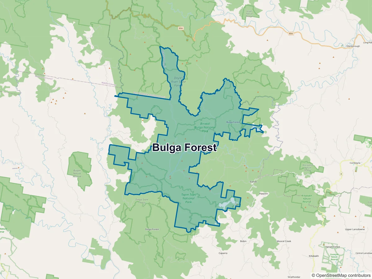 Map of Bulga Forest, NSW, Australia