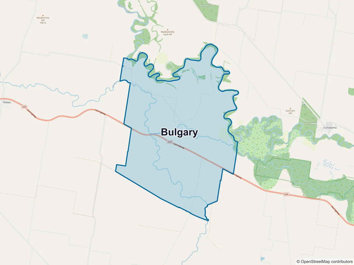 Map of Bulgary, NSW, Australia