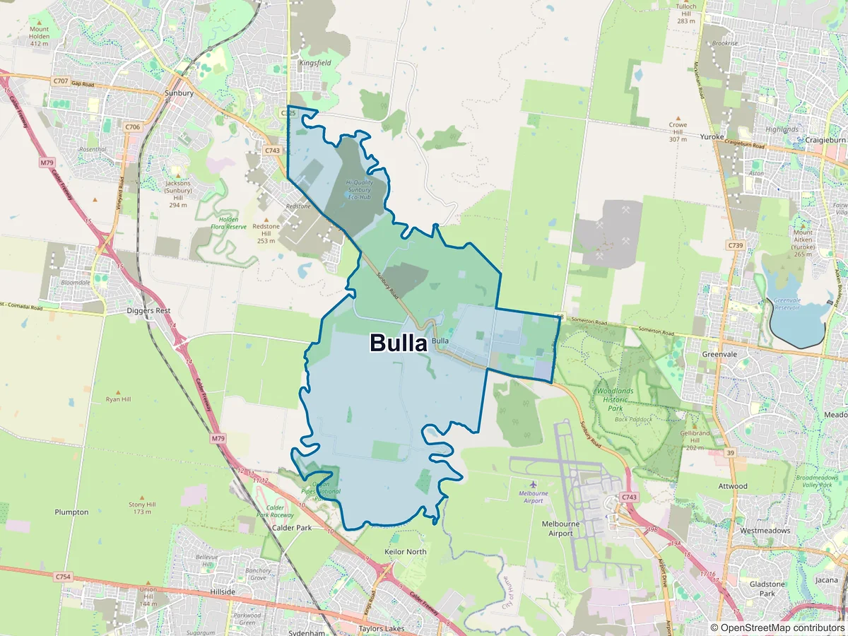 Map of Bulla, VIC, Australia