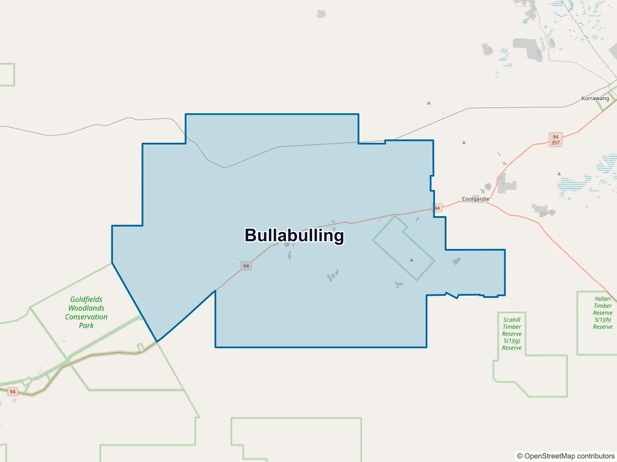 Map of Bullabulling, WA, Australia