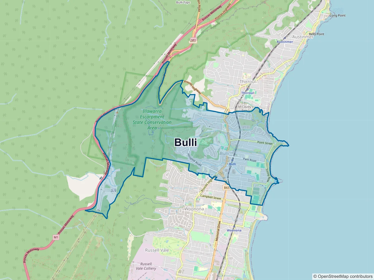 Map of Bulli, NSW, Australia