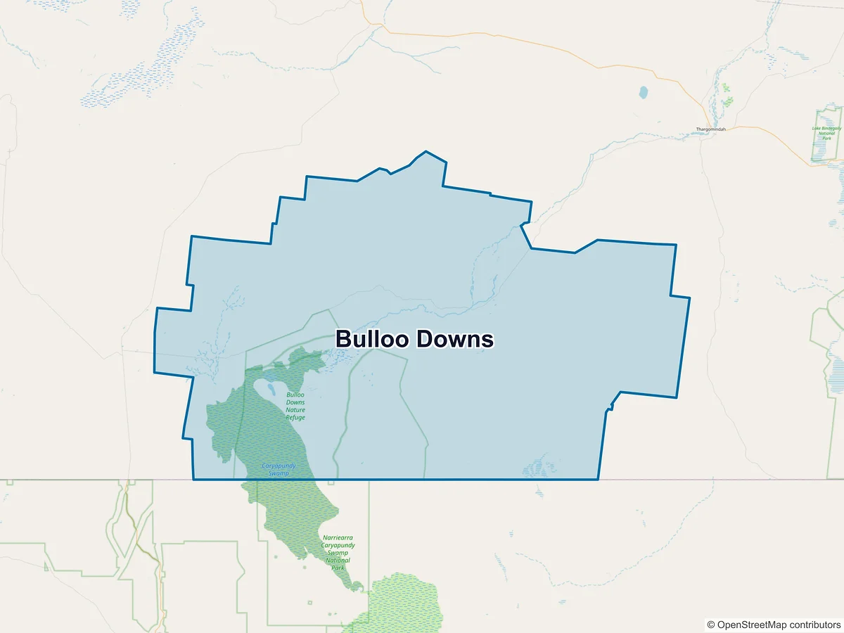 Map of Bulloo Downs, QLD, Australia