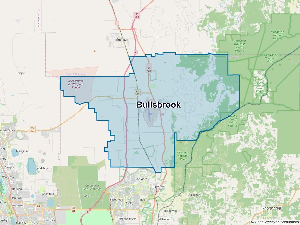 Map of Bullsbrook, WA, Australia