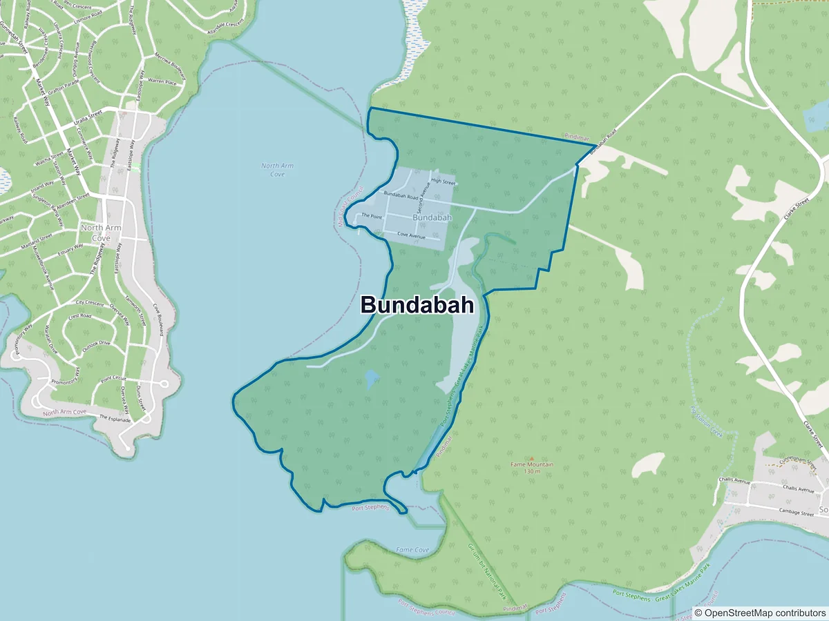 Map of Bundabah, NSW, Australia