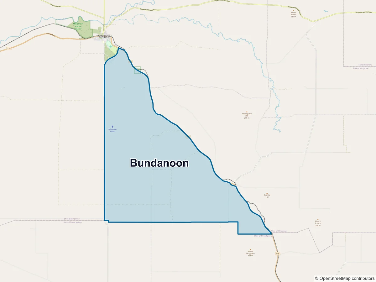 Map of Bundanoon, WA, Australia