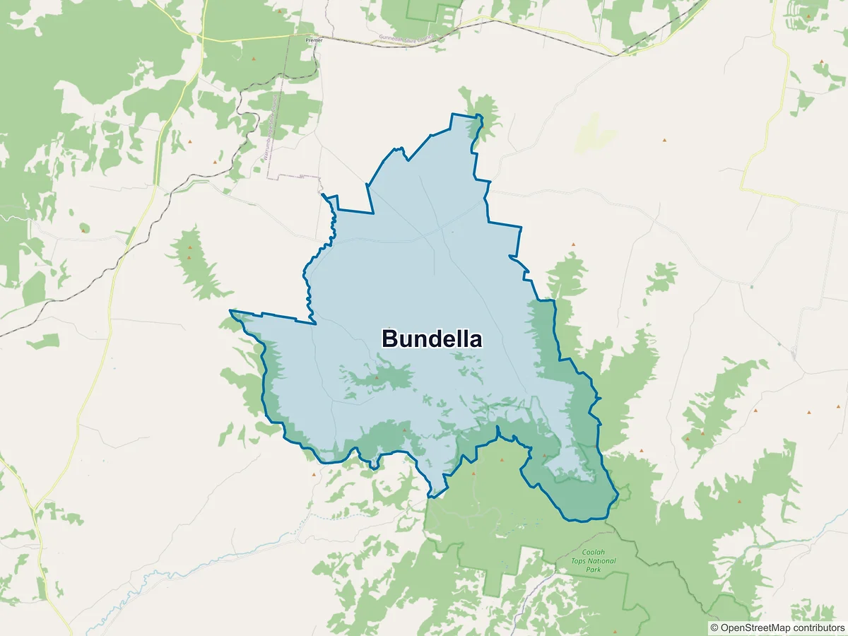 Map of Bundella, NSW, Australia