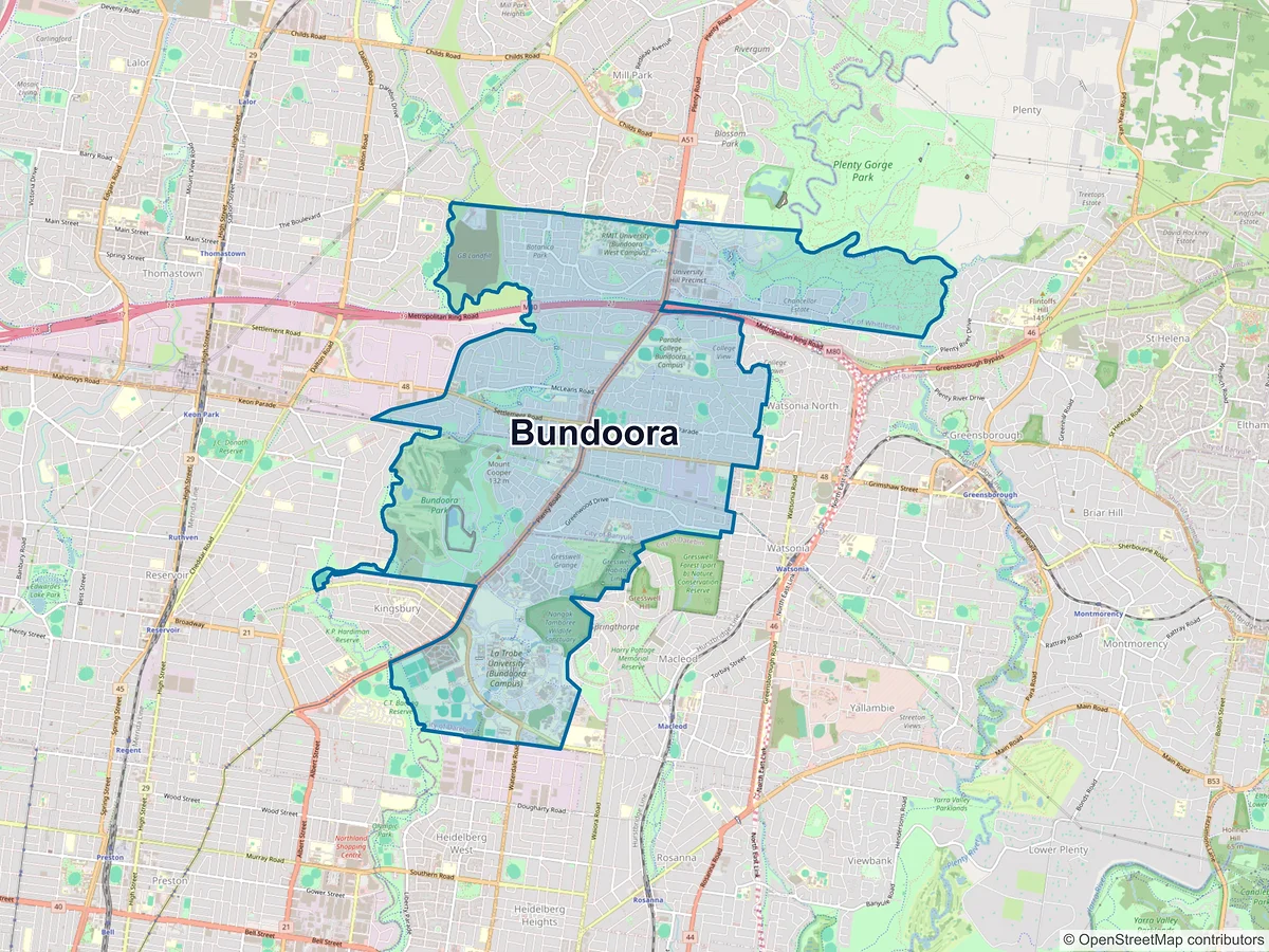 Map of Bundoora, VIC, Australia