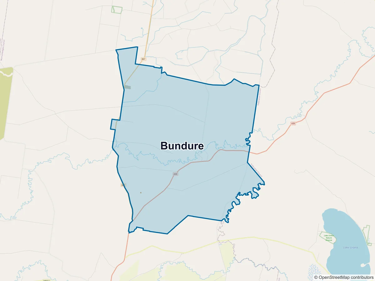 Map of Bundure, NSW, Australia