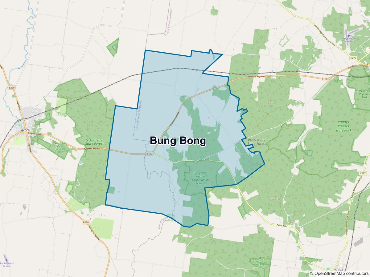 Map of Bung Bong, VIC, Australia