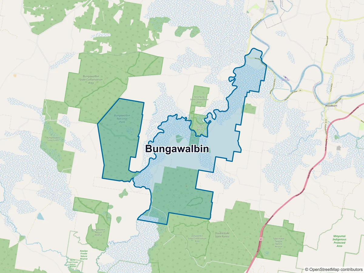 Map of Bungawalbin, NSW, Australia