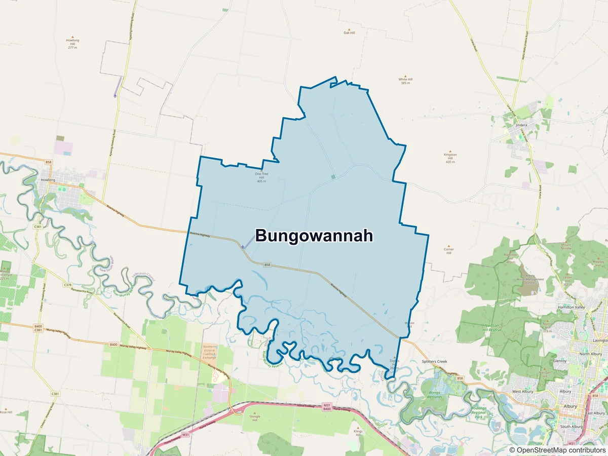 Map of Bungowannah, NSW, Australia