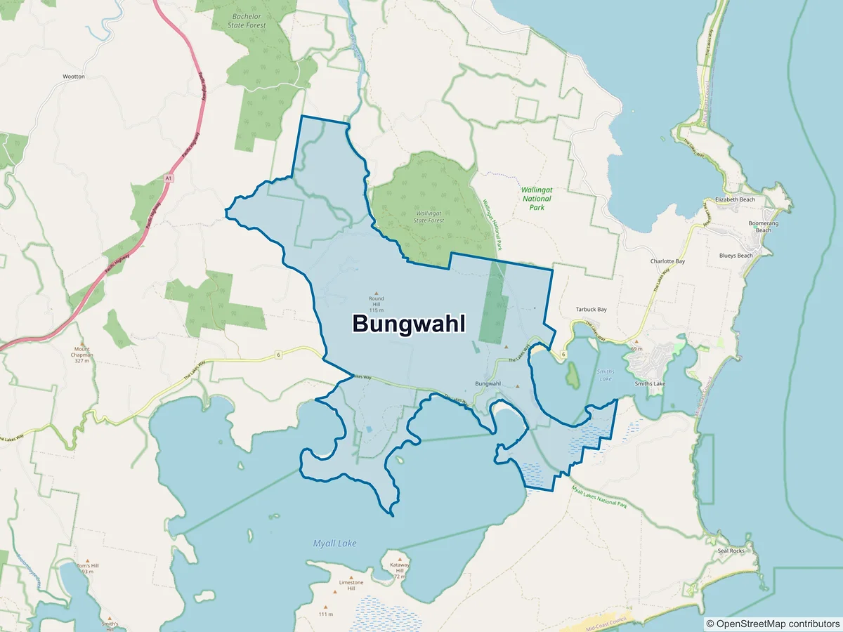 Map of Bungwahl, NSW, Australia
