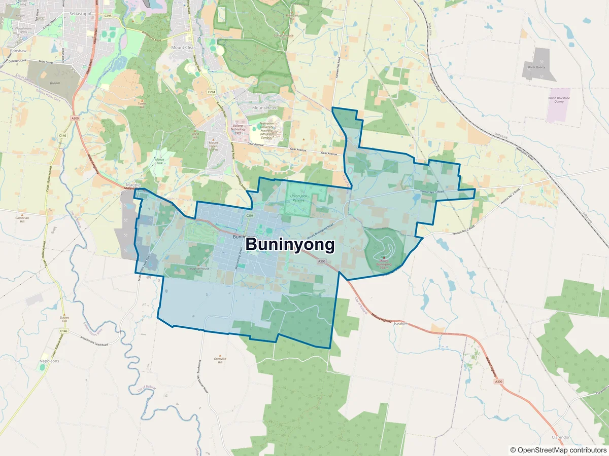 Map of Buninyong, VIC, Australia