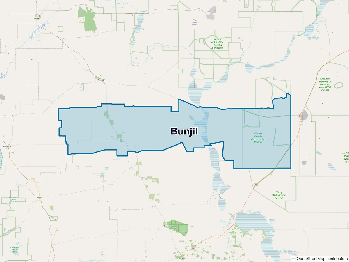 Map of Bunjil, WA, Australia