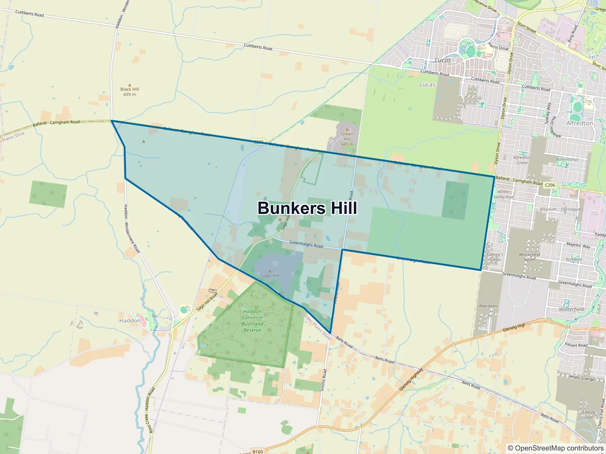 Map of Bunkers Hill, VIC, Australia