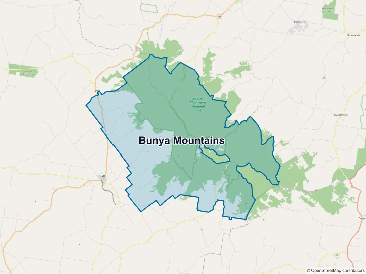 Map of Bunya Mountains, QLD, Australia