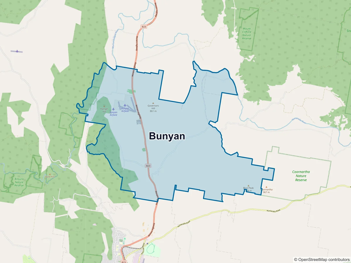 Map of Bunyan, NSW, Australia