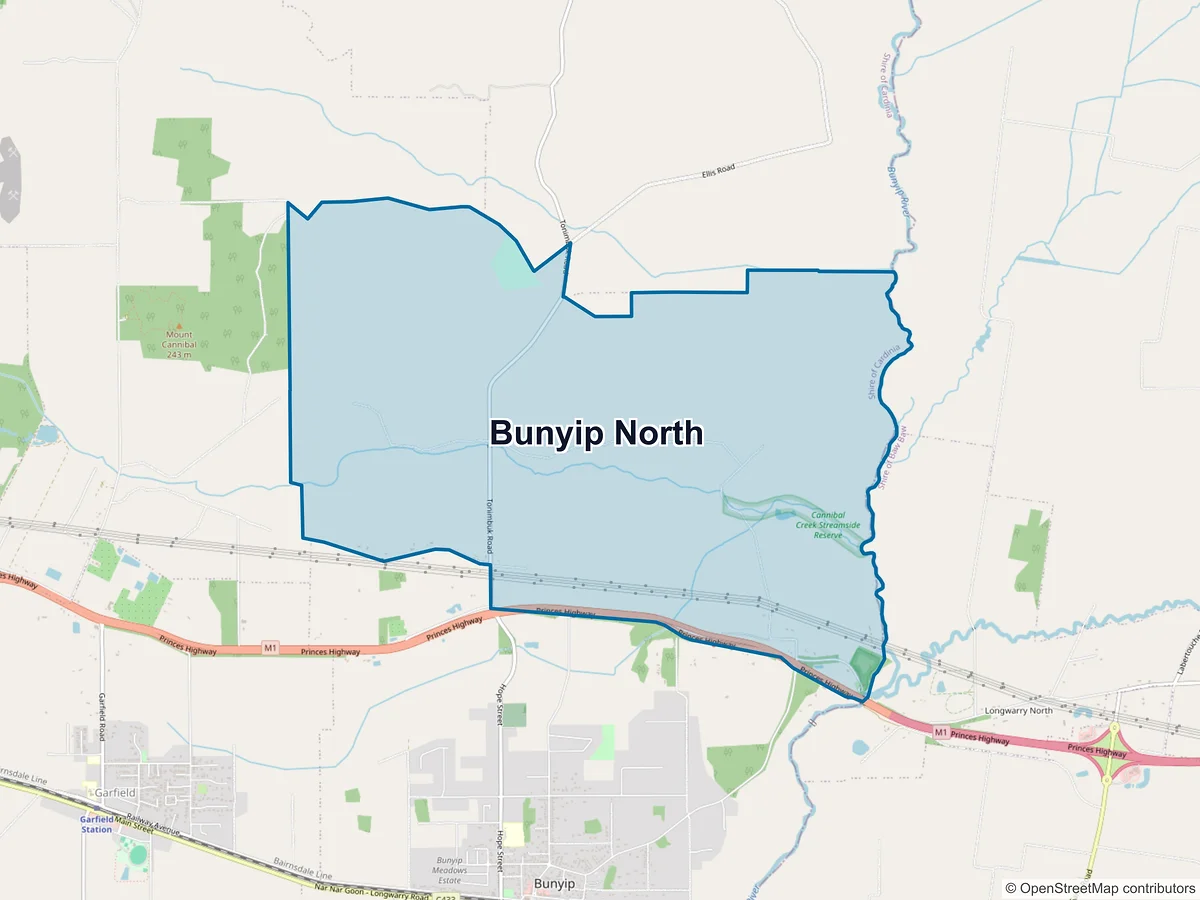 Map of Bunyip North, VIC, Australia