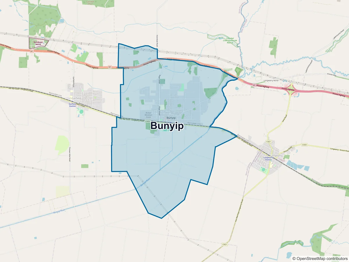 Map of Bunyip, VIC, Australia
