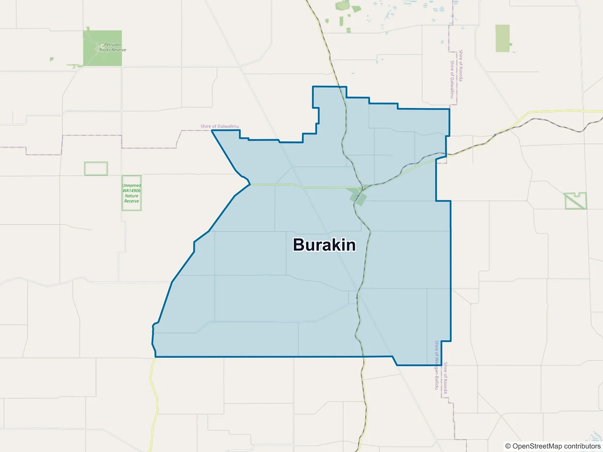 Map of Burakin, WA, Australia