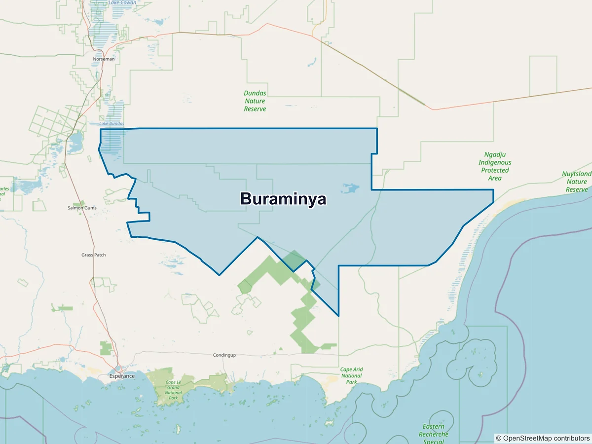 Map of Buraminya, WA, Australia