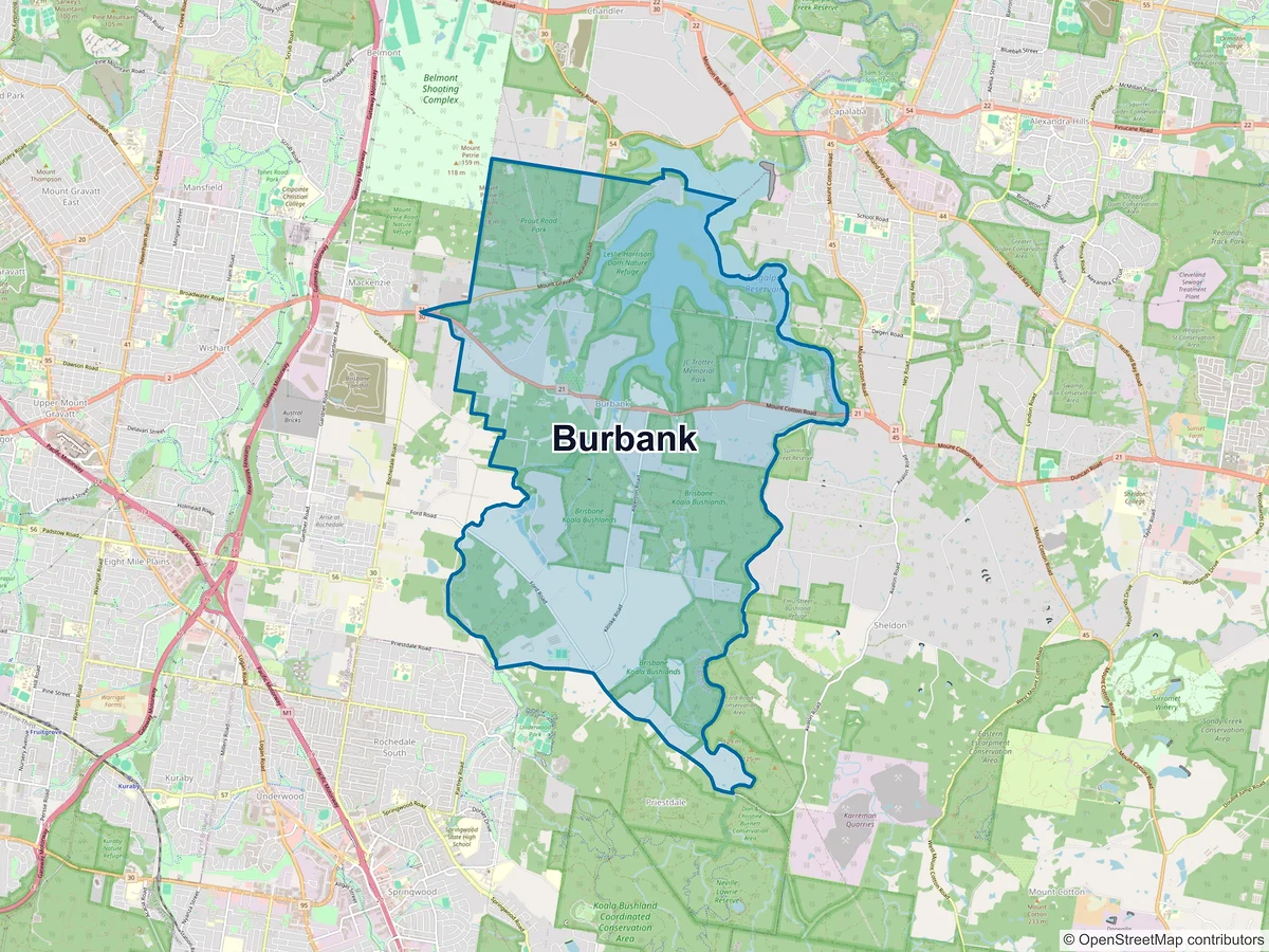 Map of Burbank, QLD, Australia