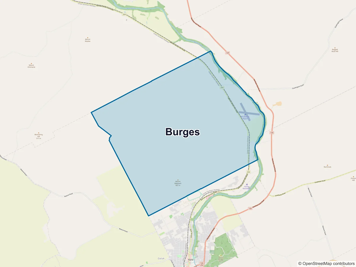 Map of Burges, WA, Australia