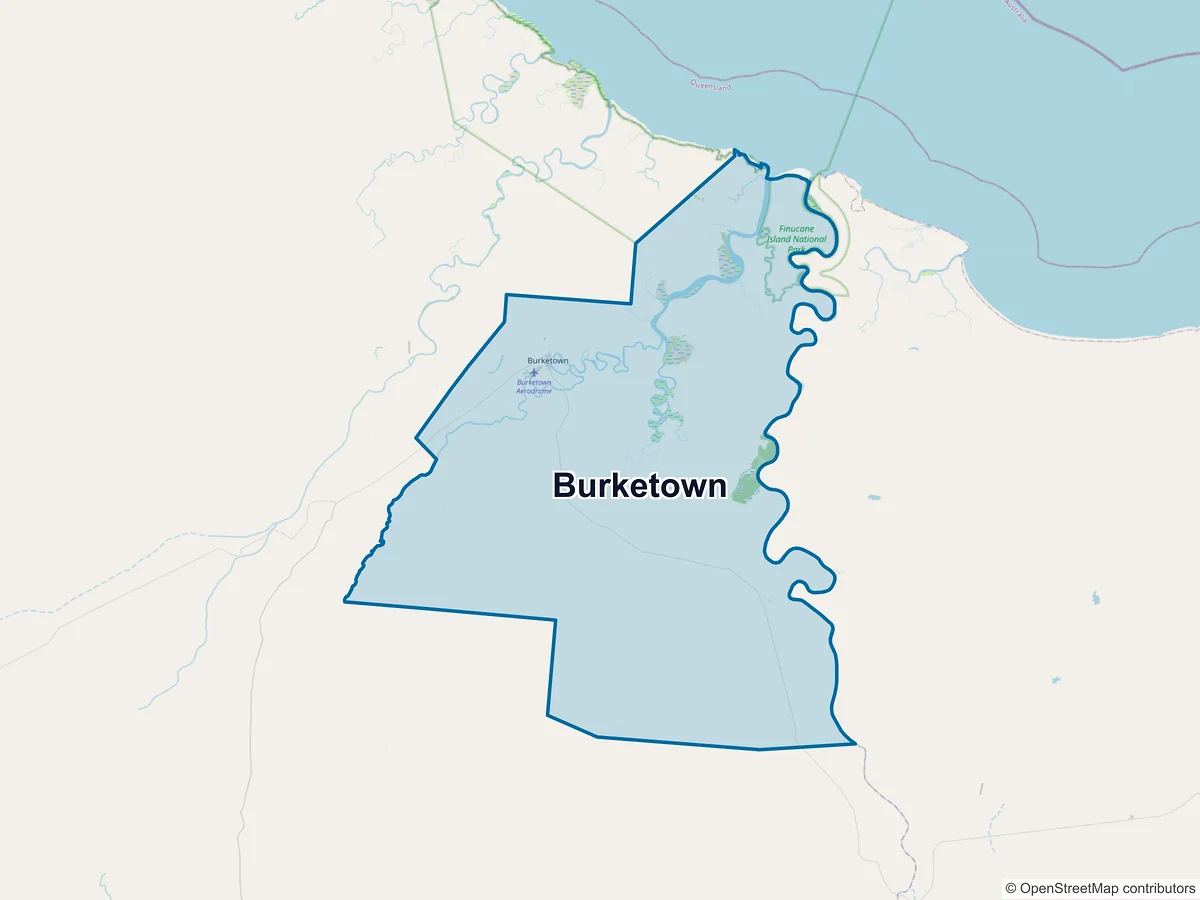 Map of Burketown, QLD, Australia