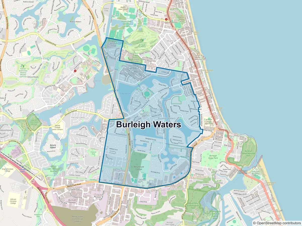 Map of Burleigh Waters, QLD, Australia