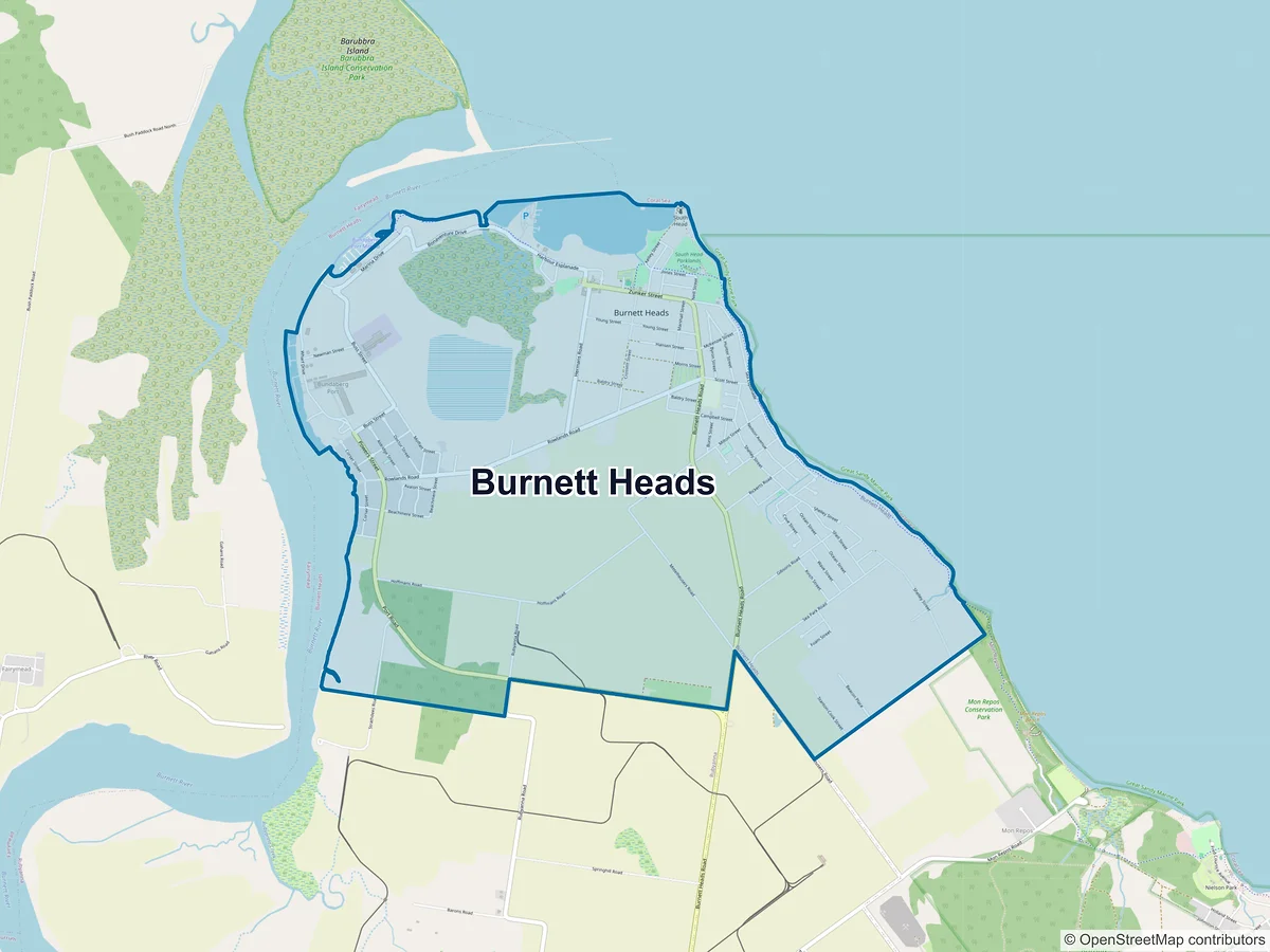 Map of Burnett Heads, QLD, Australia