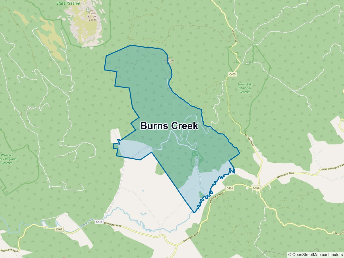 Map of Burns Creek, TAS, Australia
